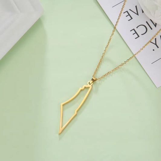 Palestine Map Outline Necklace