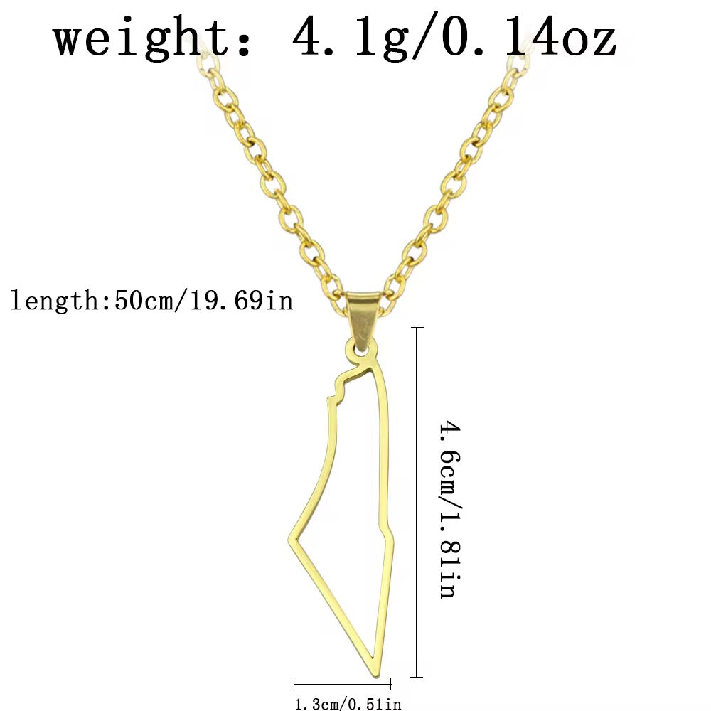 Palestine Map Outline Necklace