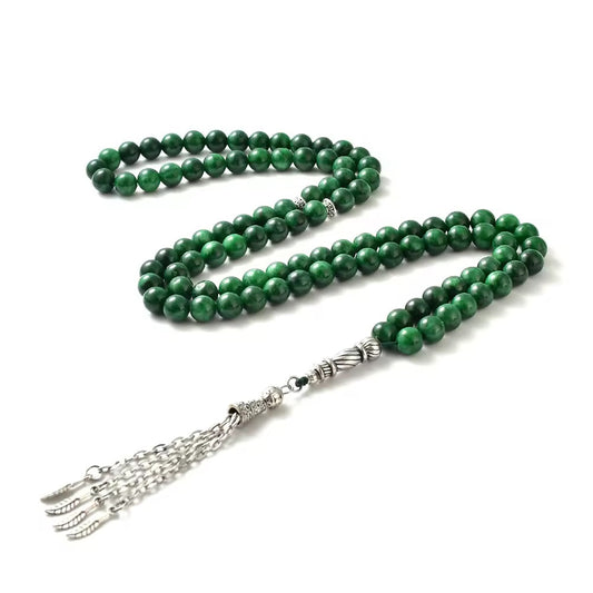 Natural Stone Tasbih – 99 Beads Islamic Prayer Rosary (Agate / ʿAqīq)