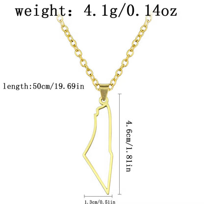 Palestine Map Outline Necklace