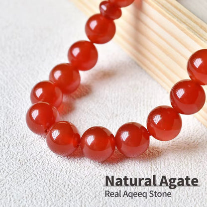 Yamani Red Stone Tasbih – 33 Beads Natural Prayer Beads (Agate / ʿAqīq)