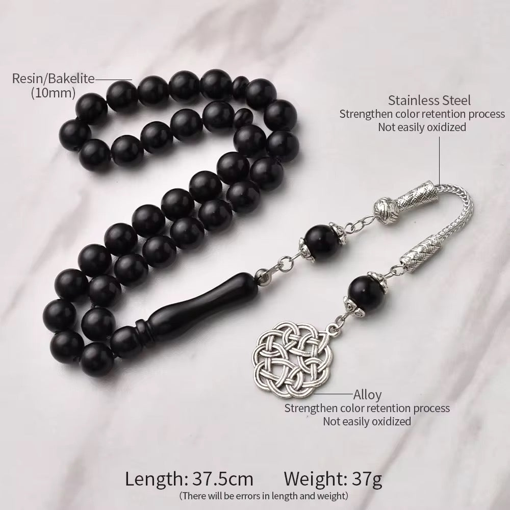 Black Resin Tasbih with Fragrance – 33 Beads