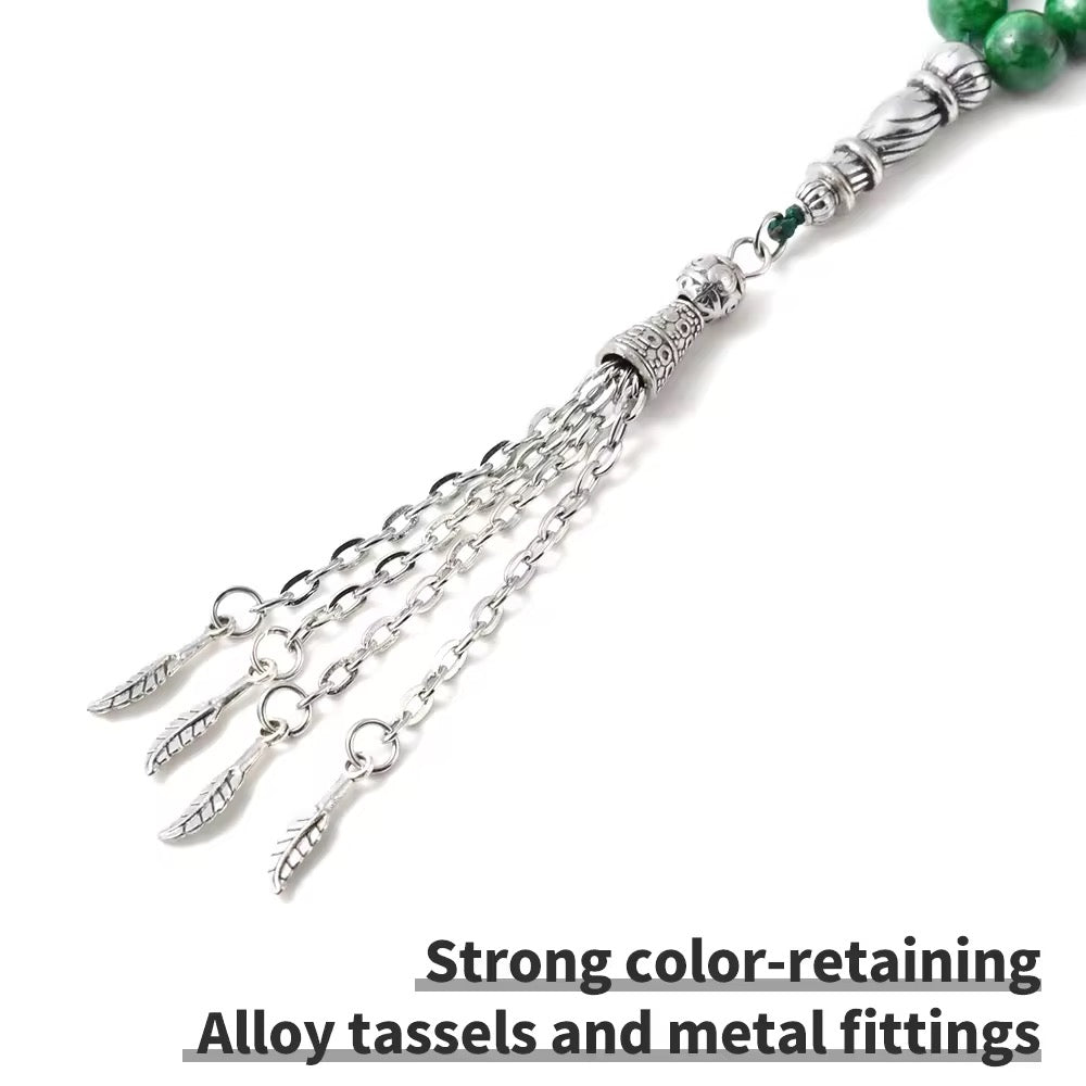 Natural Stone Tasbih – 99 Beads Islamic Prayer Rosary (Agate / ʿAqīq)