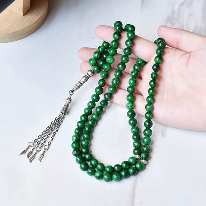 Natural Stone Tasbih – 99 Beads Islamic Prayer Rosary (Agate / ʿAqīq)